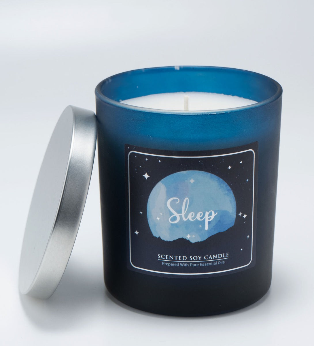 Aromatherapy Sleep Scented Candle by Song of India — soy wax candle jar and packaging detail