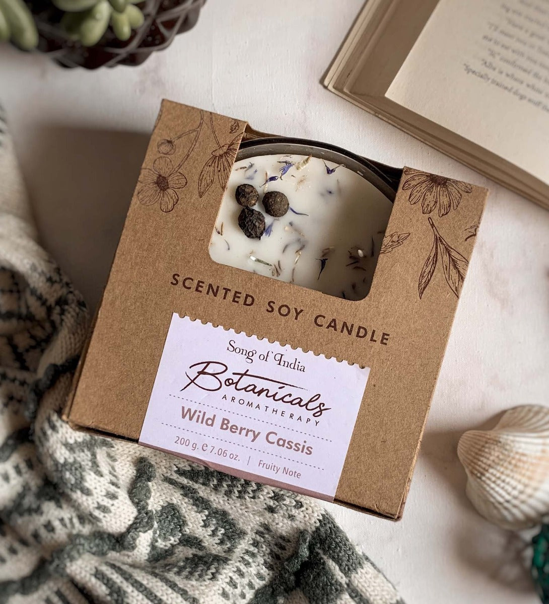 Wild Berry Cassis Botanical Candle by Song of India — primary soy wax candle product image