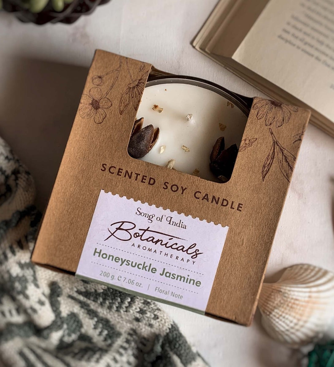 Honeysuckle Jasmine Botanical Candle by Song of India — primary soy wax candle product image
