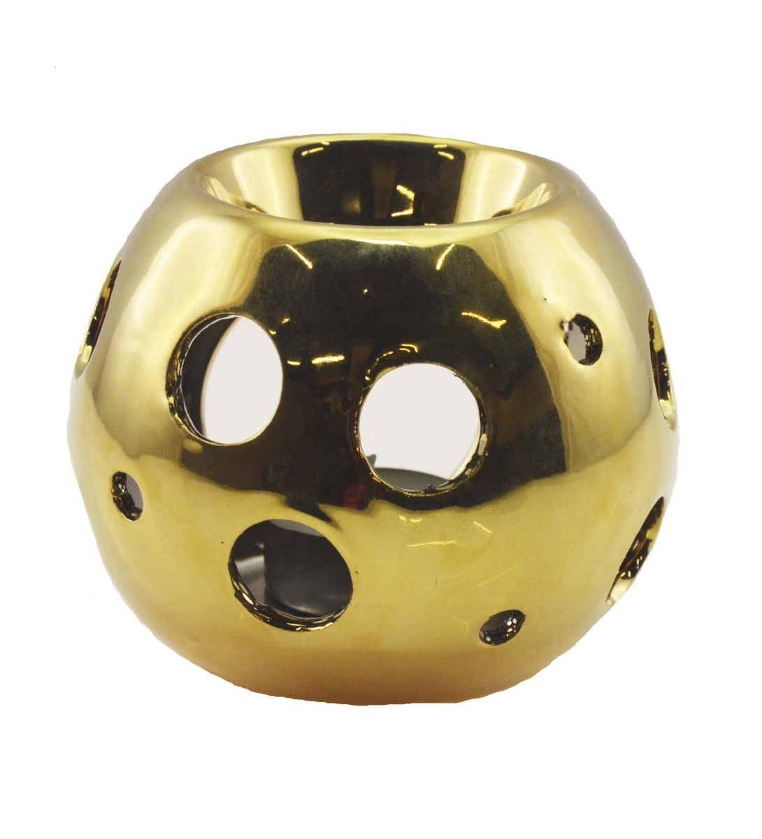 Spherical Gold Ceramic Burner with Circle Holes by Song of India — primary product image