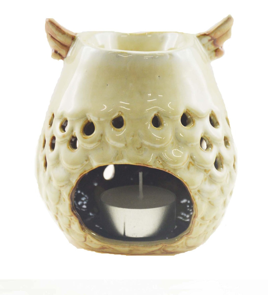 Cream Colored Owl Ceramic Burner by Song of India — product packaging detail