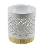 White Cylindrical Ceramic Burner with Overlapping Circle Jali by Song of India — primary product image