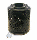 Dark Green Cylindrical Electric Bulb Ceramic Burner with Leaf by Song of India — primary product image
