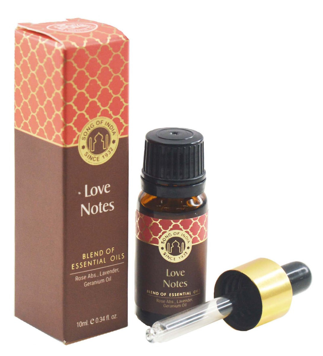 Love Notes Essential Oil Blend With Dropper by Song of India — primary fragrance oil bottle image