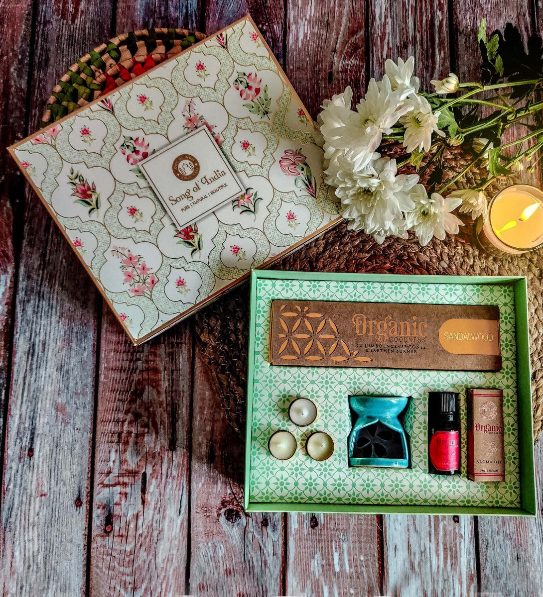 White Meditation / Pooja Organic Goodness Gift Box - Incense by Song of India — primary gift set product image