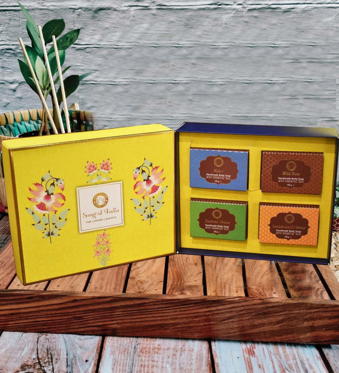 Yellow Veda Handmade Soap Gift Box by Song of India — primary gift set product image