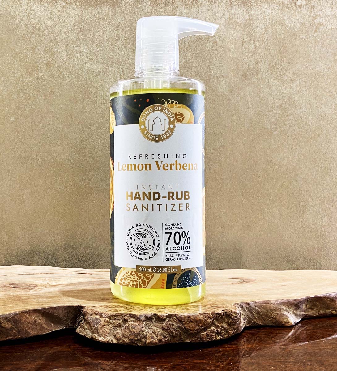 Lemon Verbena Hand Sanitizer Alcohol Based, 500 ml by Song of India — primary product image