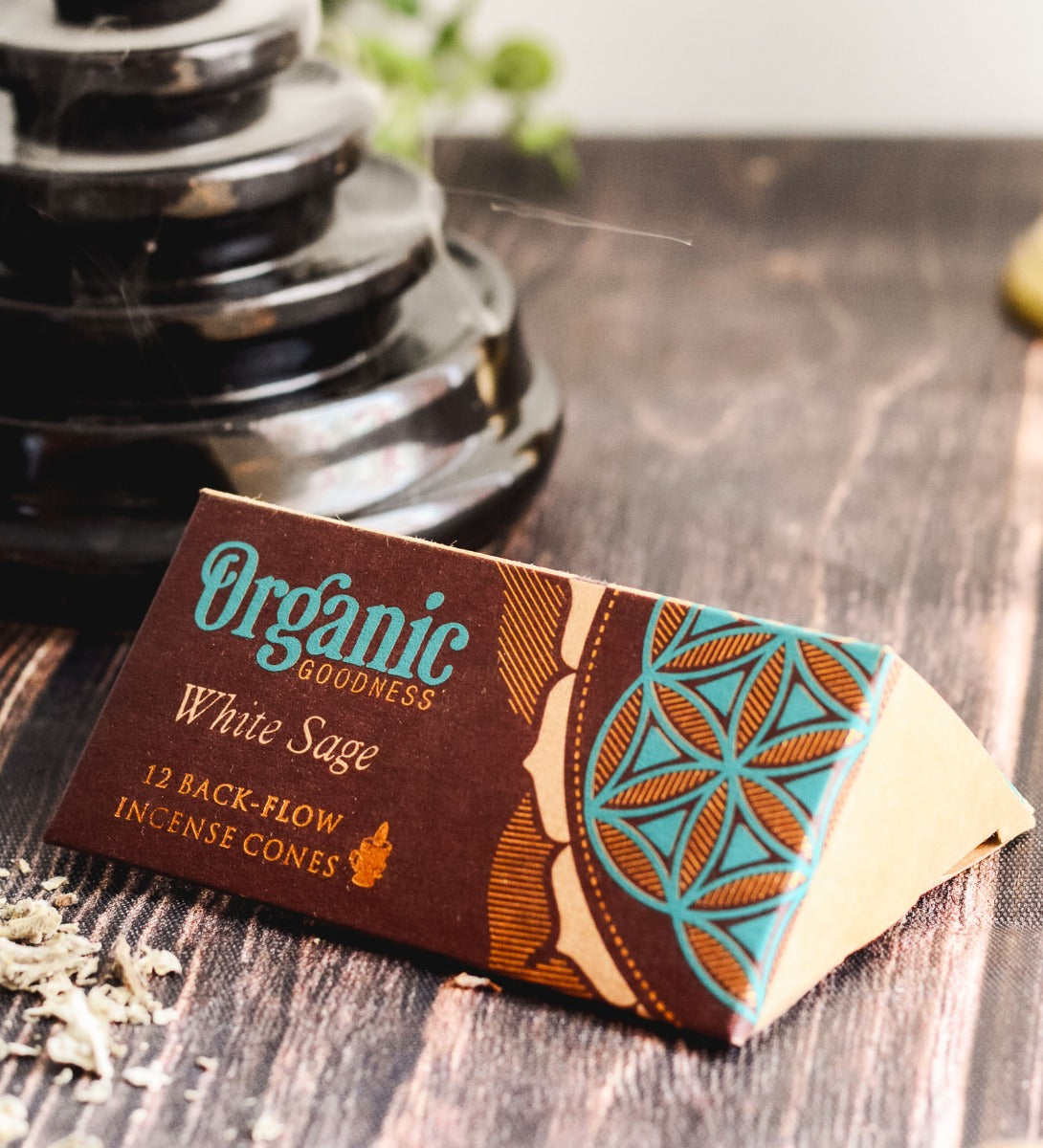 White Sage Organic Back-Flow Incense Cones by Song of India