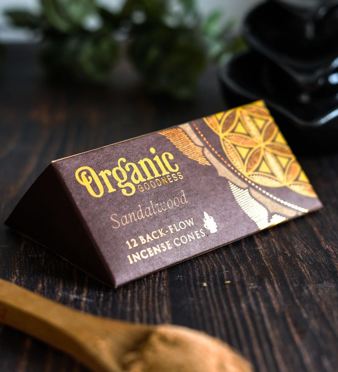 Sandalwood Organic 12 Back-Flow Incense Cones by Song of India — primary incense product image