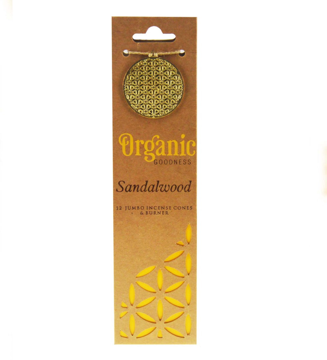 Sandalwood Organic Incense Cones by Song of India — incense sticks or cones packaging detail