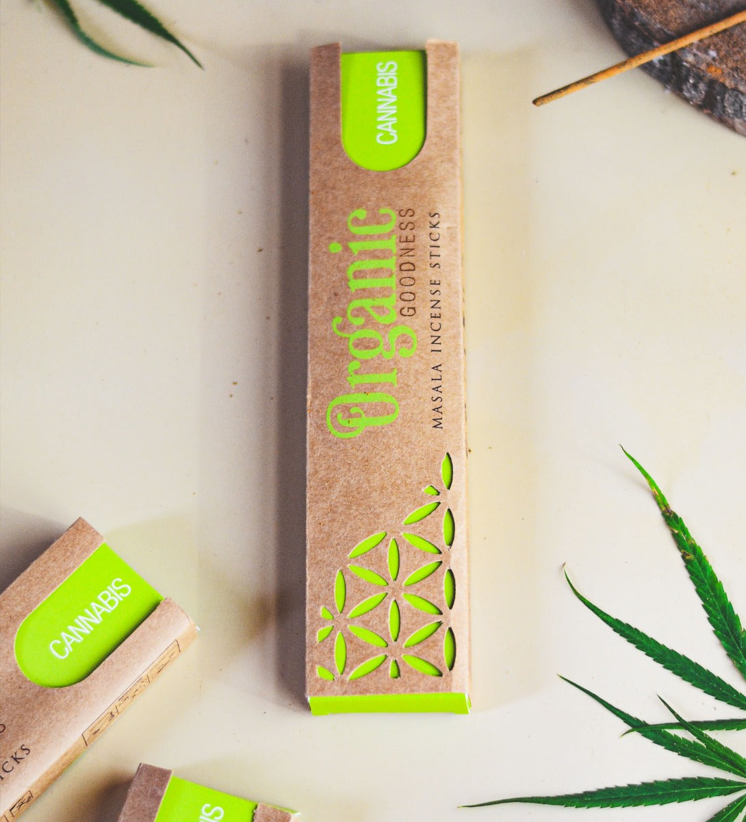 Cannabis Organic Incense Sticks by Song of India — incense sticks or cones packaging detail