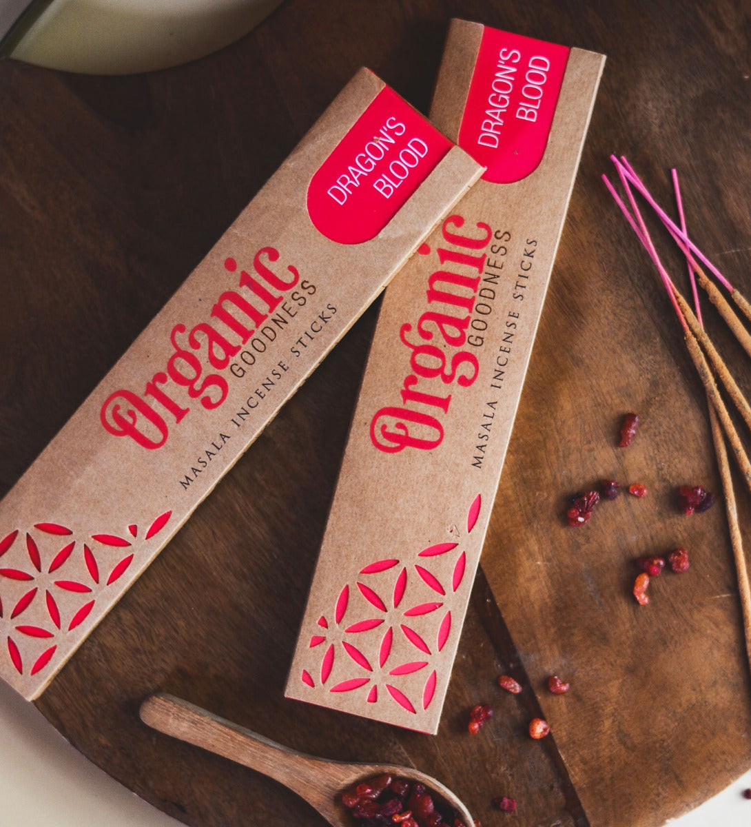 Dragon's Blood Organic Incense Sticks by Song of India — incense sticks or cones packaging detail