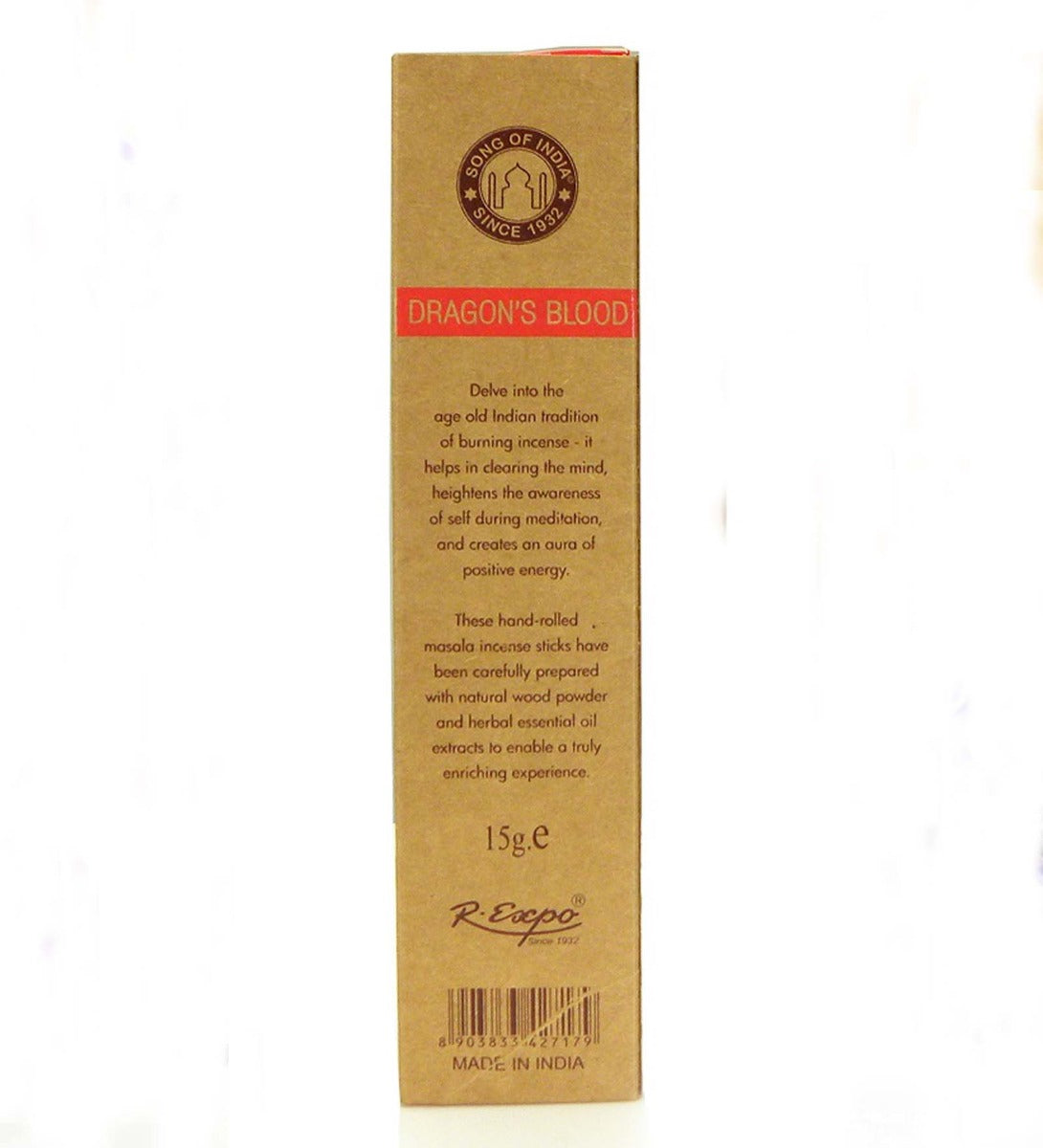 Dragon's Blood Organic Incense Sticks by Song of India — burning incense atmosphere detail
