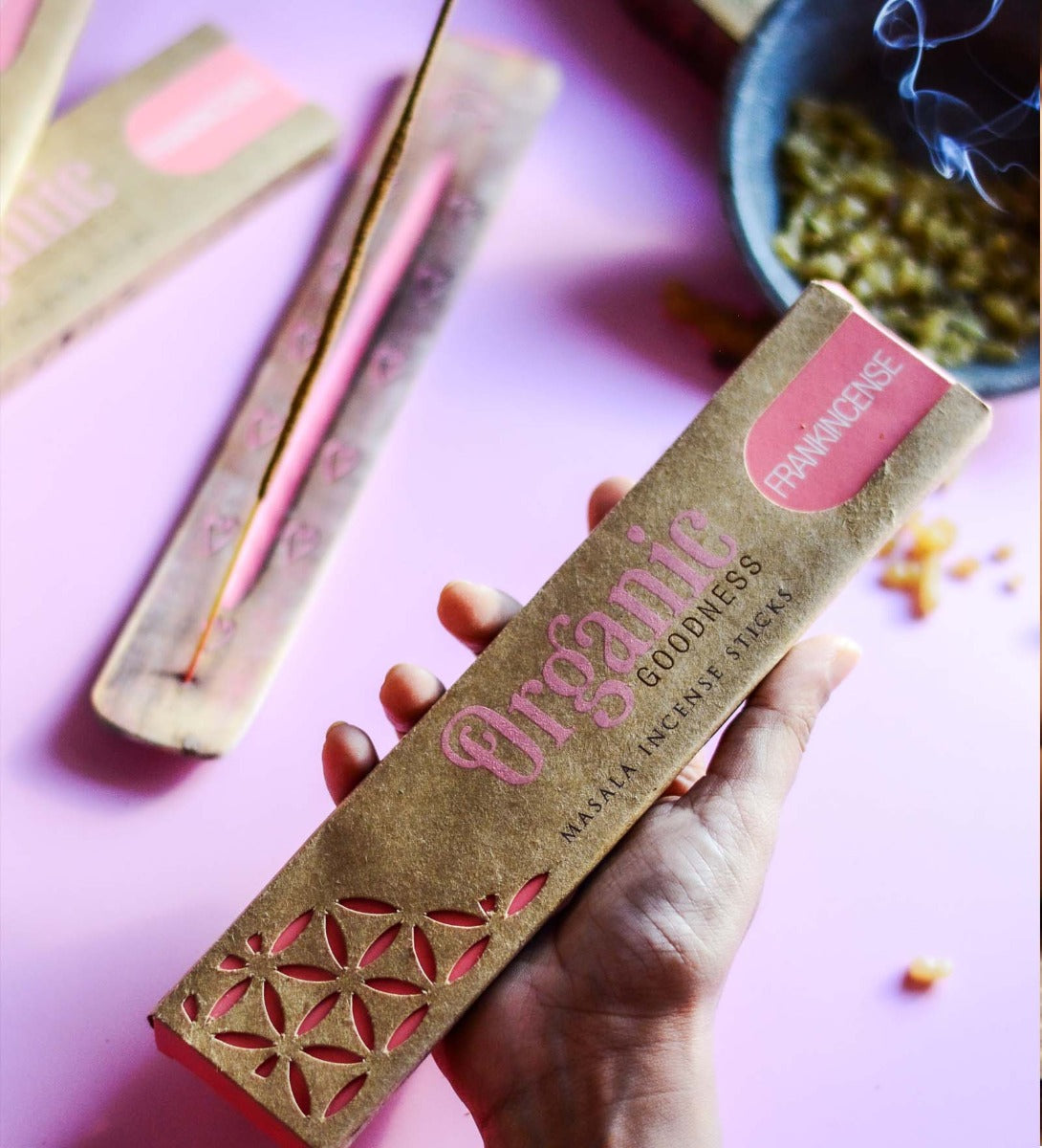 Frankincense Organic Incense Sticks by Song of India — incense sticks or cones packaging detail