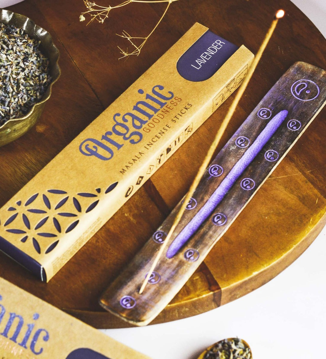 Lavender Organic Incense Sticks by Song of India — incense sticks or cones packaging detail