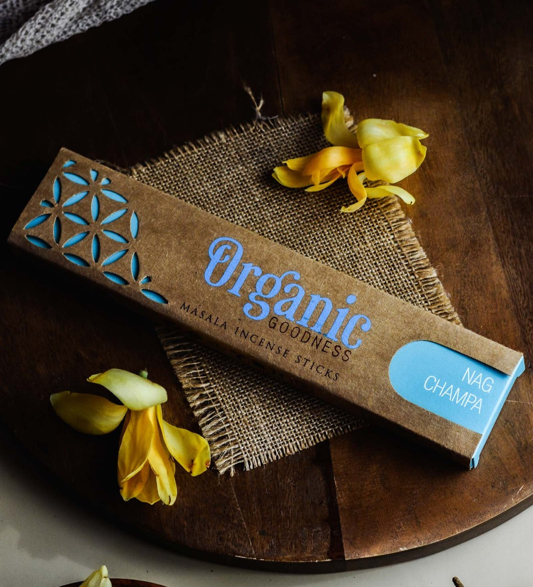Nag Champa Organic Incense Sticks by Song of India — incense sticks or cones packaging detail