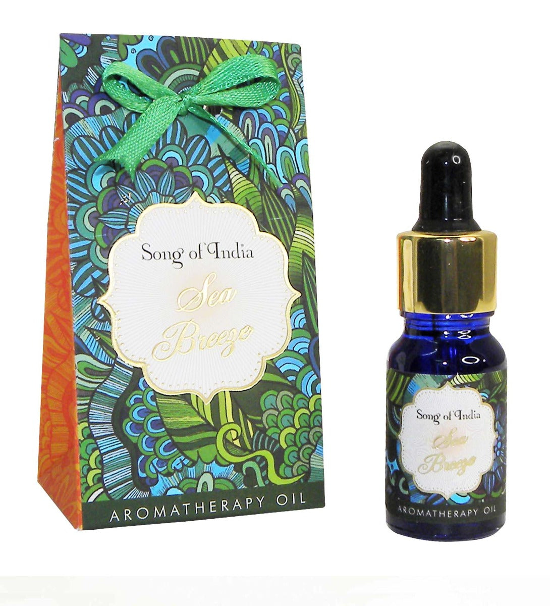Sea Breeze Aromatherapy Oil by Song of India — oil bottle and packaging detail