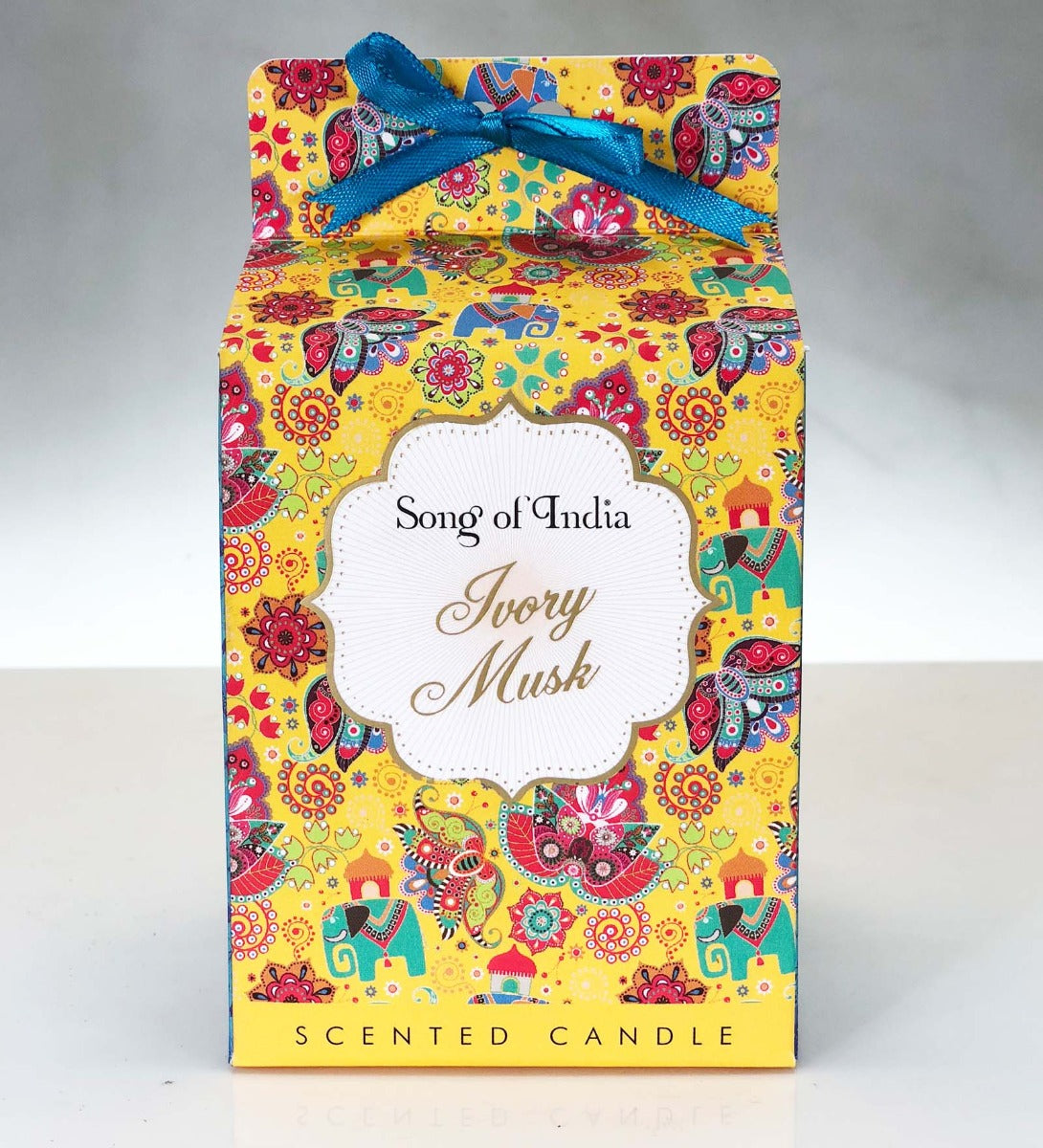 Ivory Musk Soy Wax Candle by Song of India — lifestyle candle setting