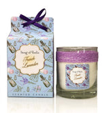 French Lavender Soy Wax Candle by Song of India — soy wax candle jar and packaging detail