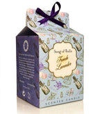 French Lavender Soy Wax Candle by Song of India — candle fragrance and label detail