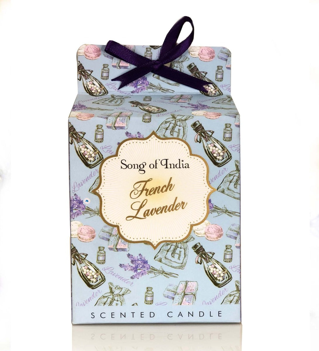 French Lavender Soy Wax Candle by Song of India — lifestyle candle setting