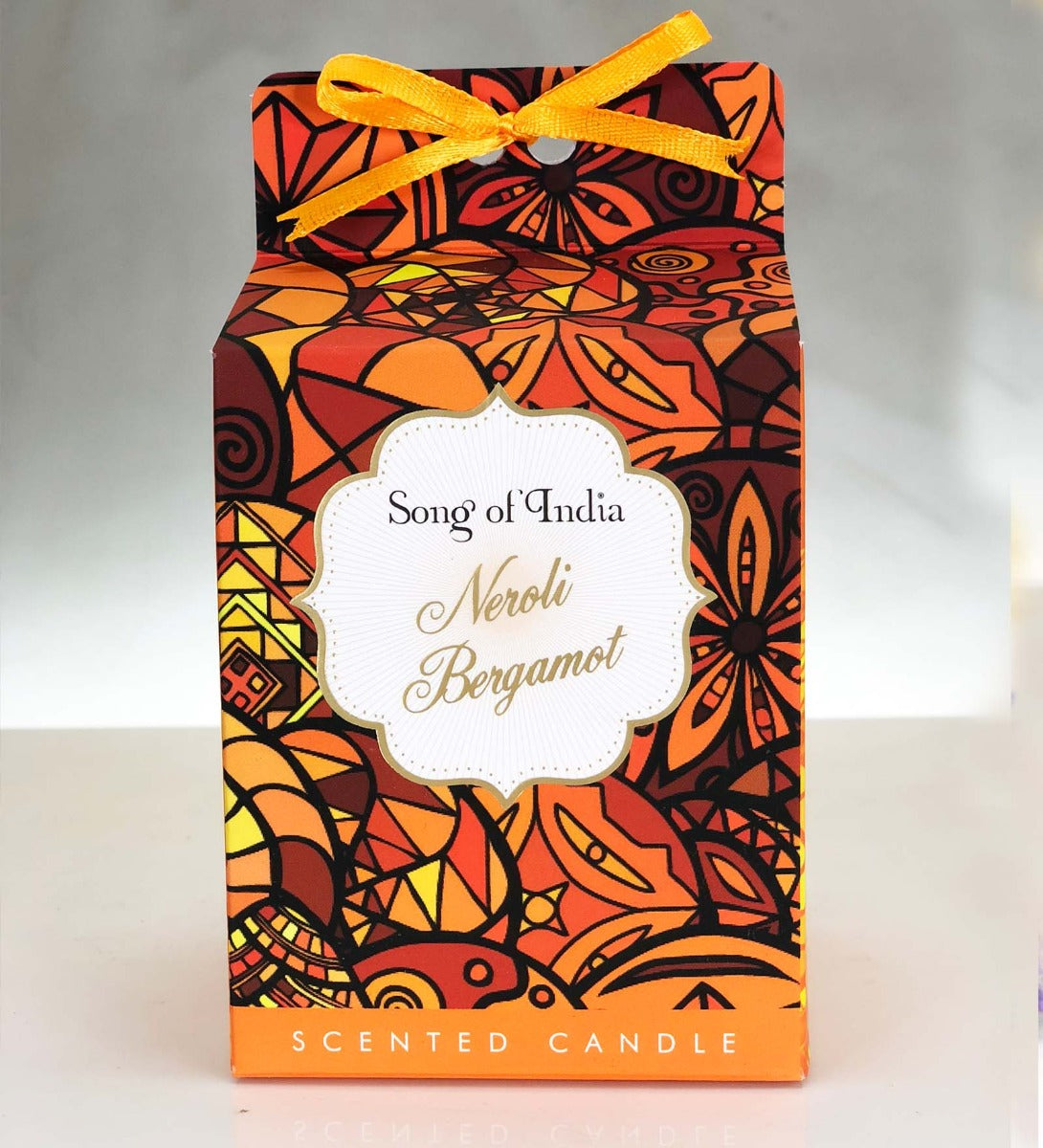 Neroli Bergamot Soy Wax Candle by Song of India — lifestyle candle setting
