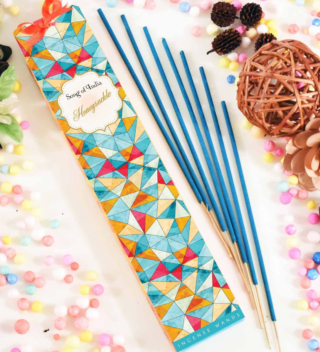 Honeysuckle Incense Sticks by Song of India — incense sticks or cones packaging detail