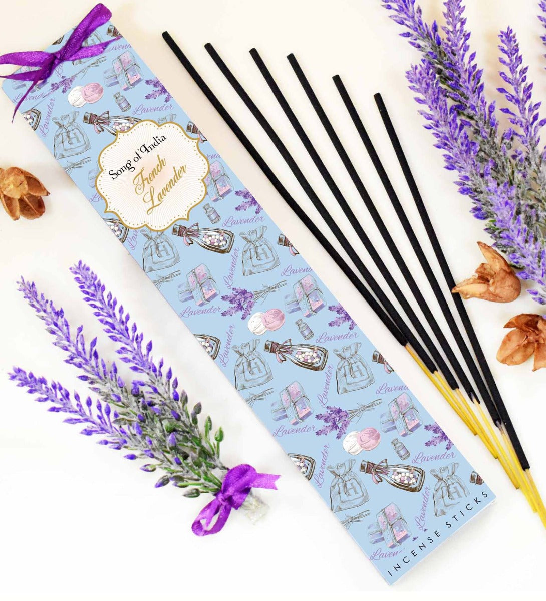 French Lavender Incense Sticks by Song of India — incense sticks or cones packaging detail