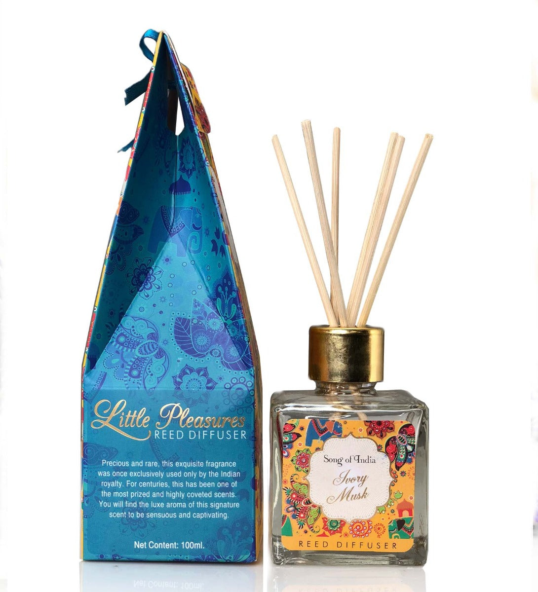 Ivory Musk Reed Diffuser by Song of India — diffuser packaging and label detail