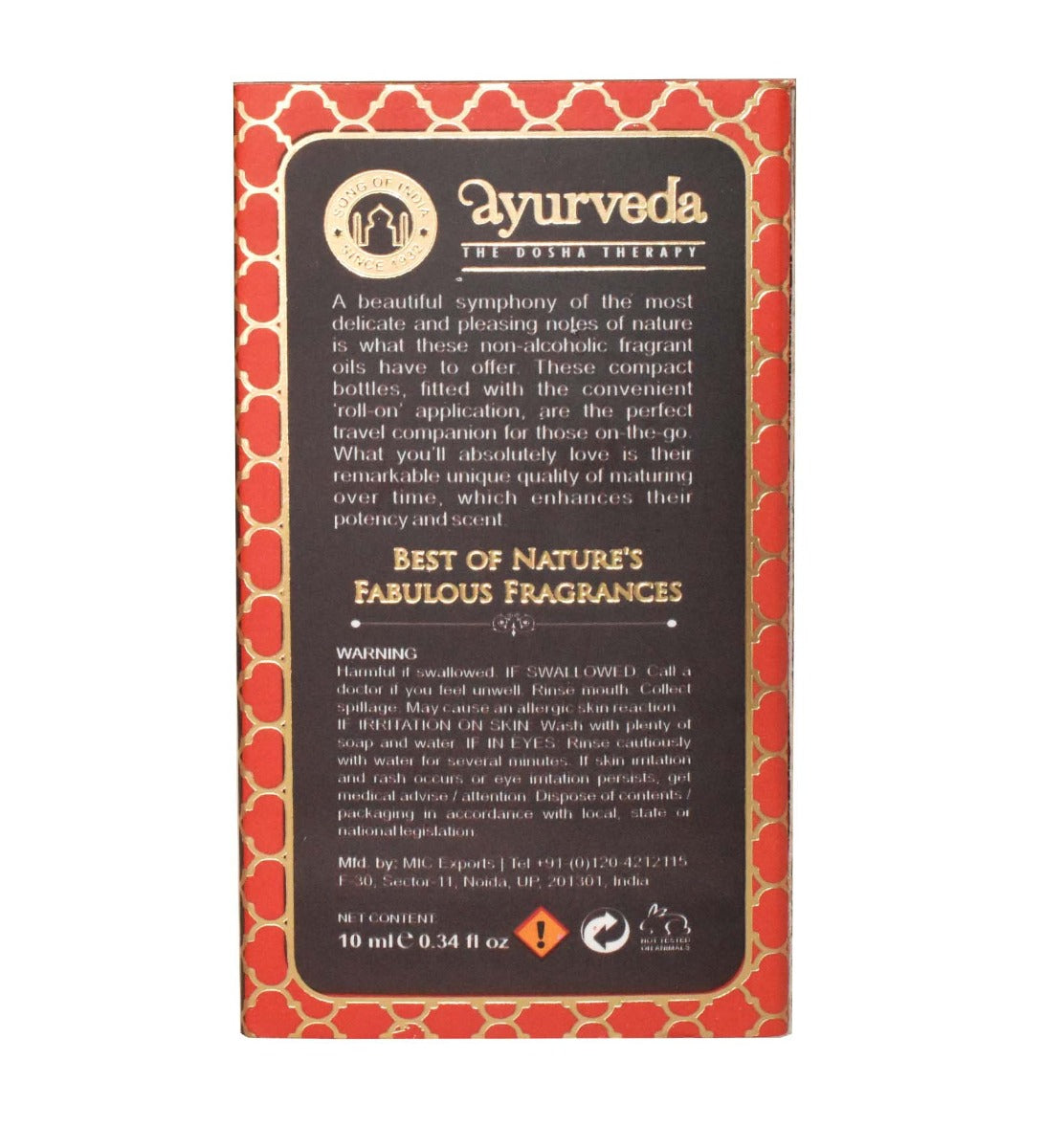 Neroli Bergamot Attar Roll-On by Song of India — perfume bottle and packaging detail