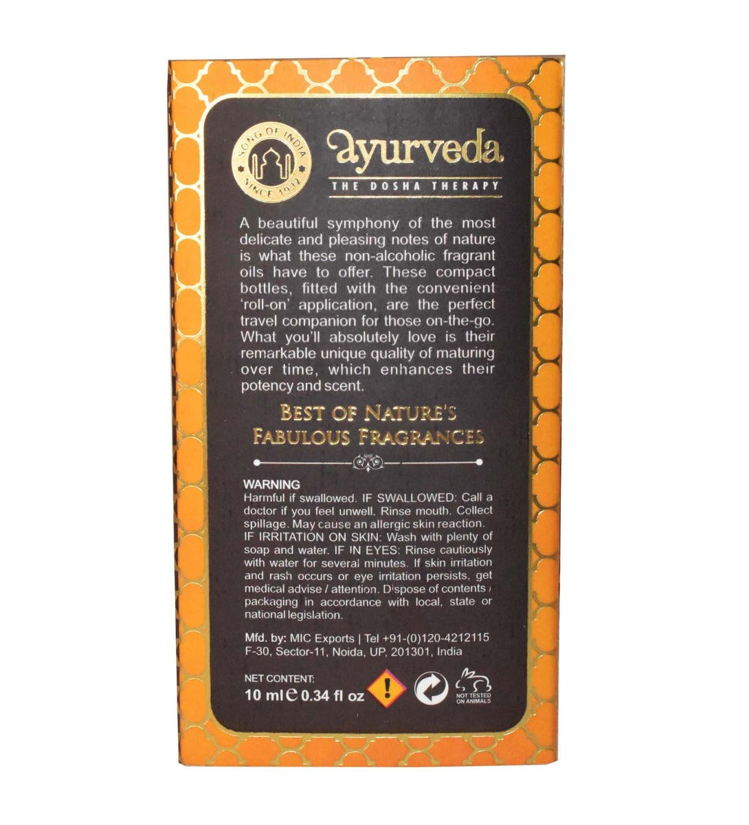 Sandalwood & Vetiver Attar Roll-On by Song of India — perfume bottle and packaging detail