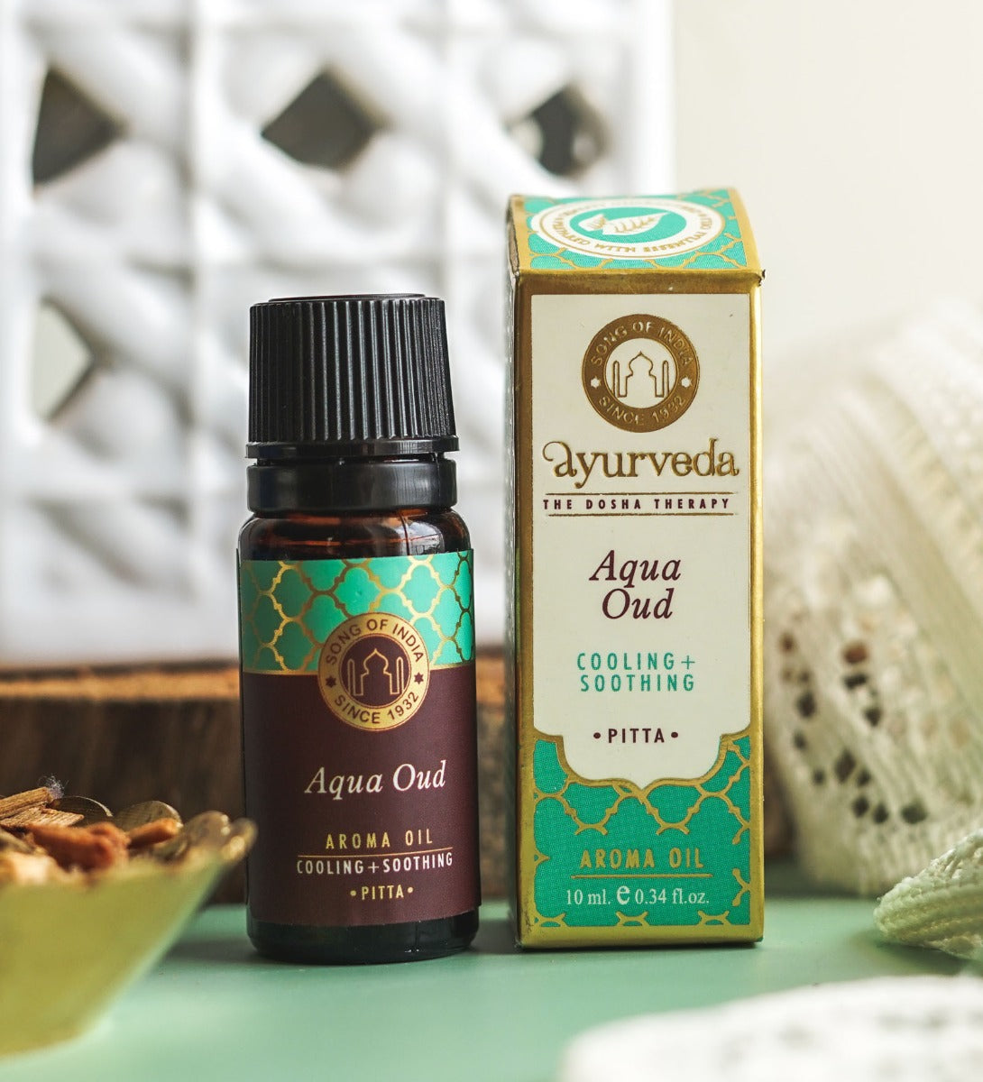 Aqua Oud Ayurveda Aroma Oil by Song of India — primary fragrance oil bottle image