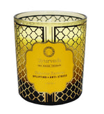 Tuberose Jasmine Ayurveda Scented Candle by Song of India — candle fragrance and label detail