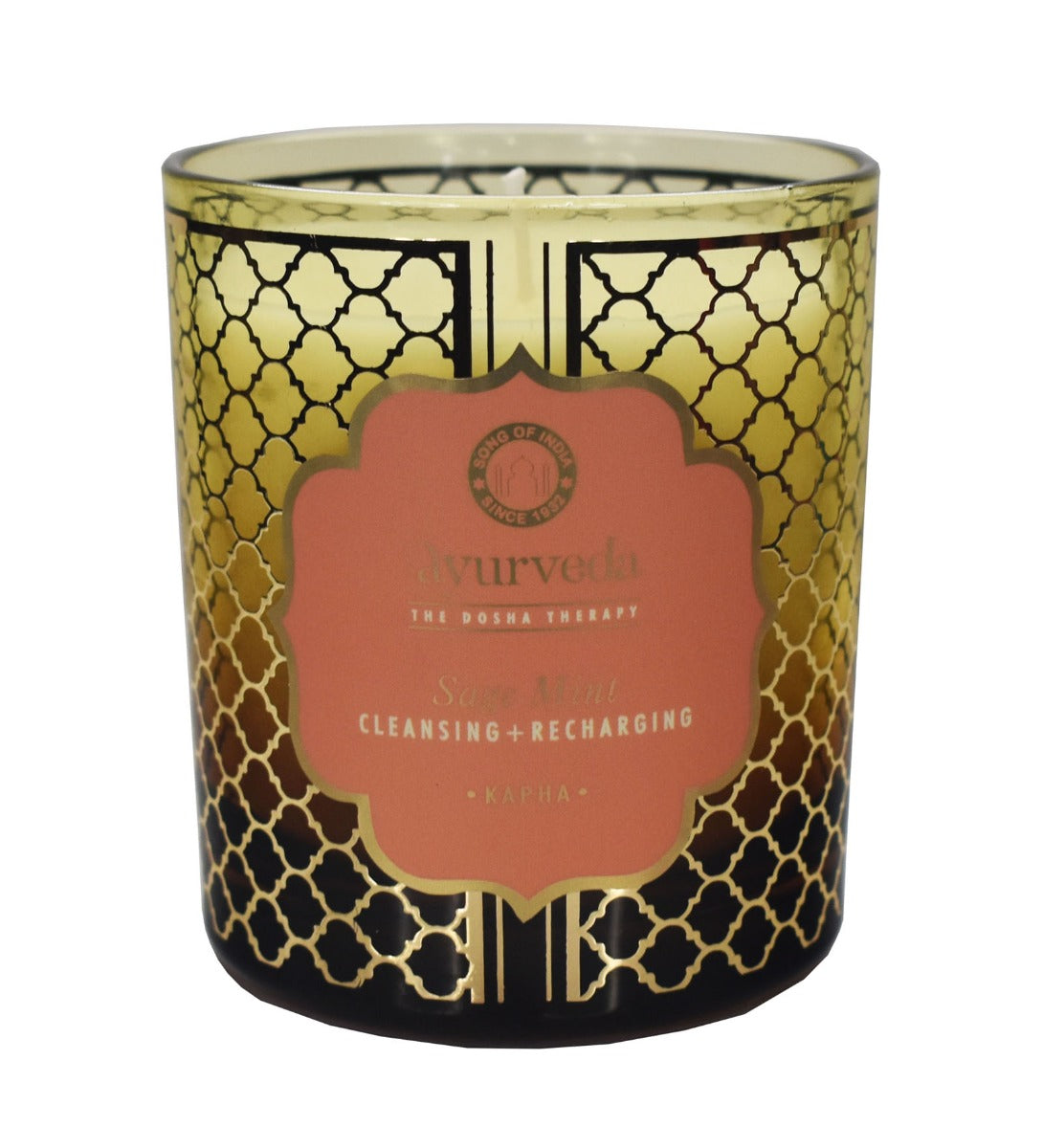 Sage Mint Ayurveda Scented Candle by Song of India — lifestyle candle setting