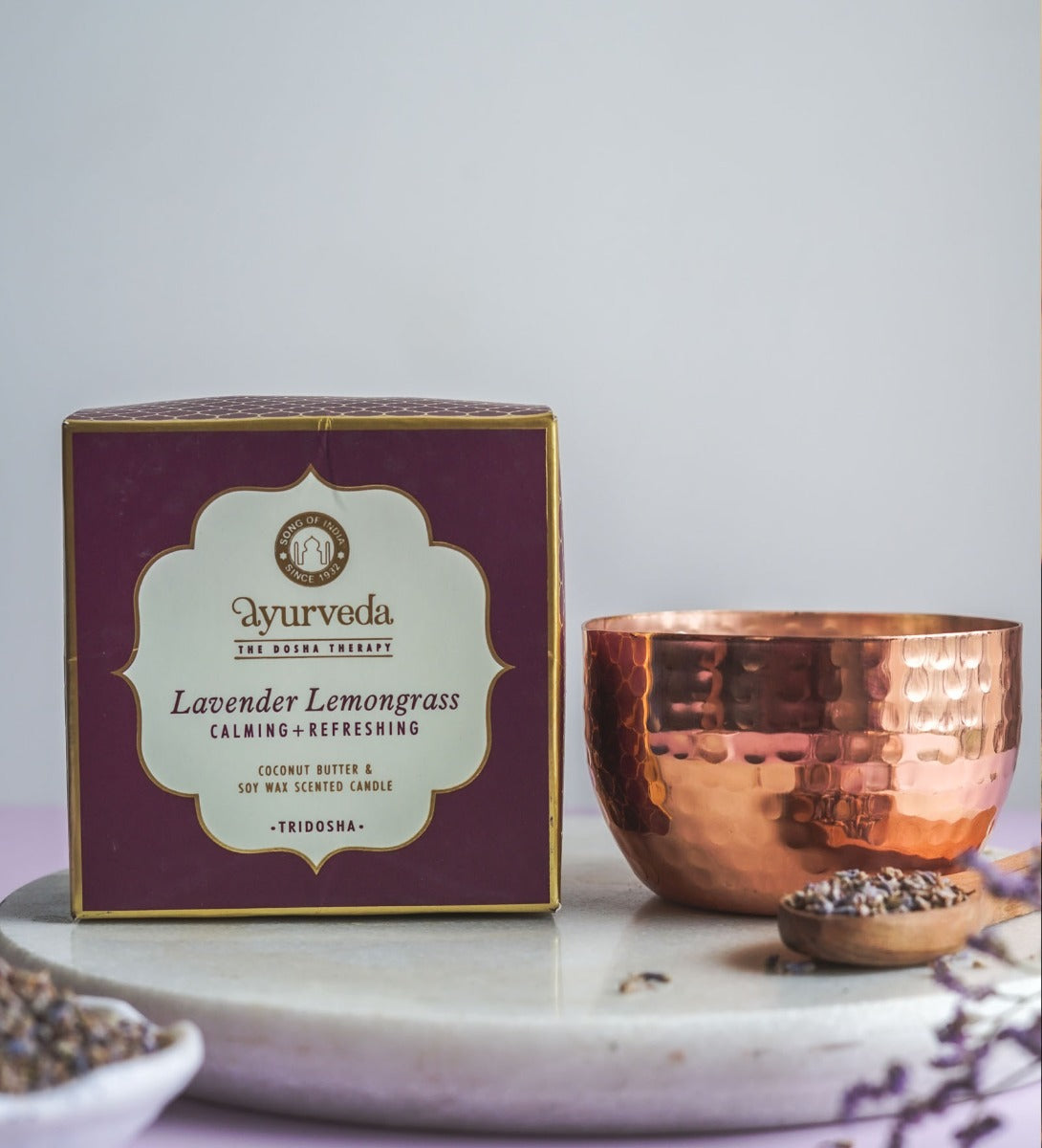 Lavender Lemongrass Scented Candle by Song of India — primary soy wax candle product image