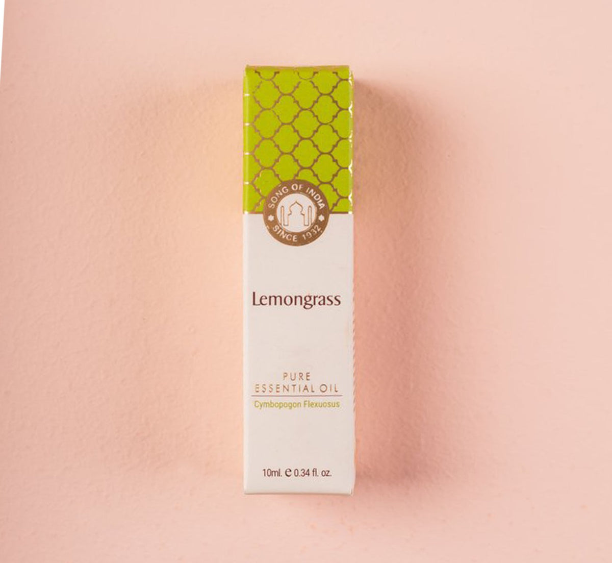 Lemongrass Pure Essential Oil by Song of India — oil bottle and packaging detail
