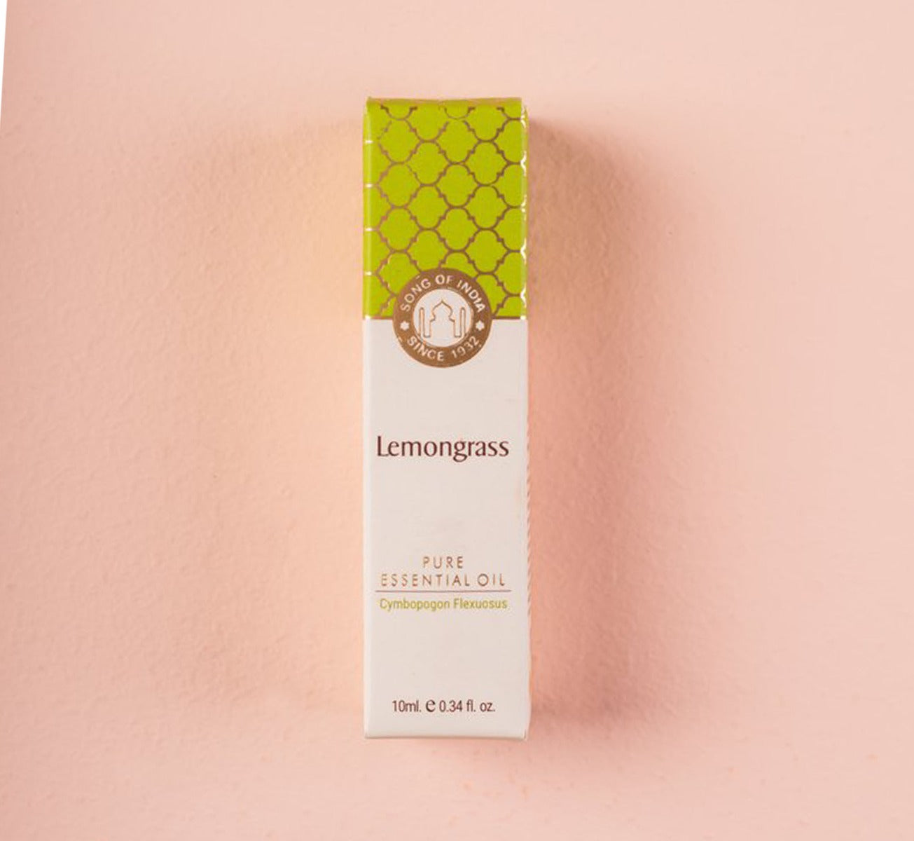 Lemongrass Pure Essential Oil by Song of India — oil bottle and packaging detail