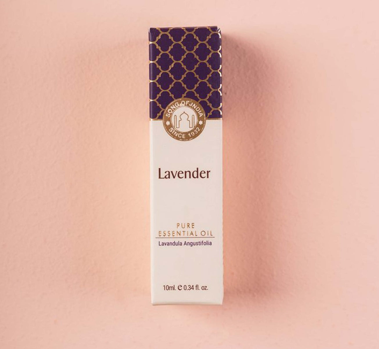 Lavender Pure Essential Oil by Song of India — oil bottle and packaging detail