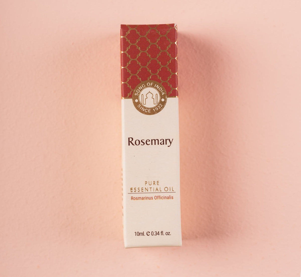 Rosemary Pure Essential Oil by Song of India — oil bottle and packaging detail