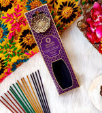 Lavender Lemongrass Ayurveda Incense Sticks with Holder by Song of India — incense sticks or cones packaging detail