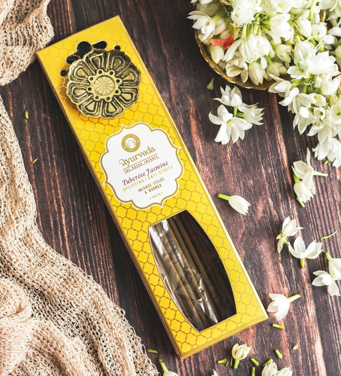 Tuberose Jasmine Ayurveda Incense Sticks with Holder by Song of India — primary incense product image