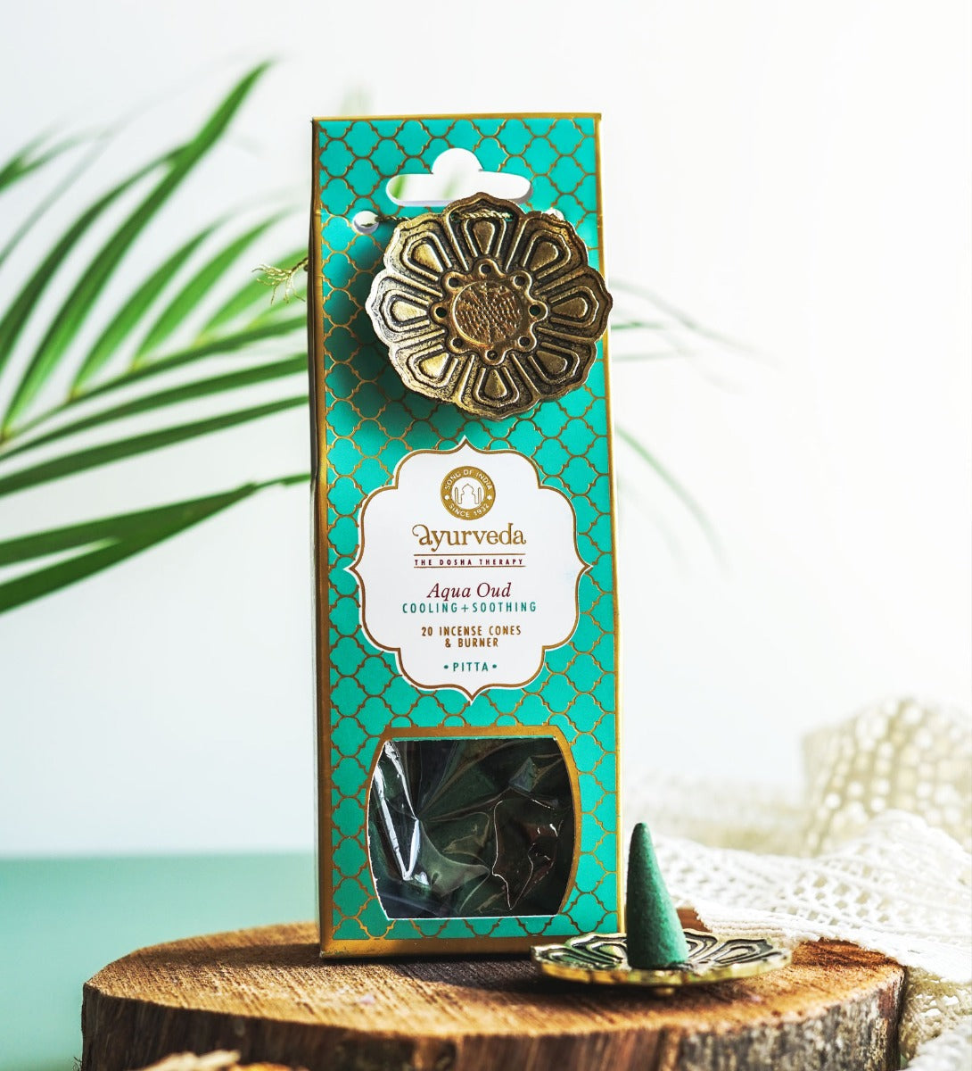 Aqua Oud Ayurveda 20 Incense Cones with Holder by Song of India — primary incense product image