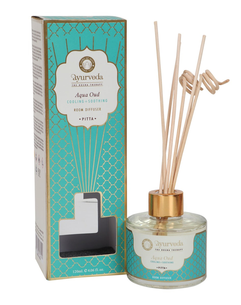 Aqua Oud Ayurveda Reed Diffuser by Song of India — home fragrance styling detail