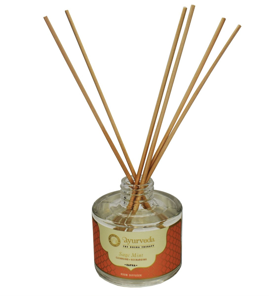 Sage Mint Ayurveda Reed Diffuser by Song of India — diffuser packaging and label detail