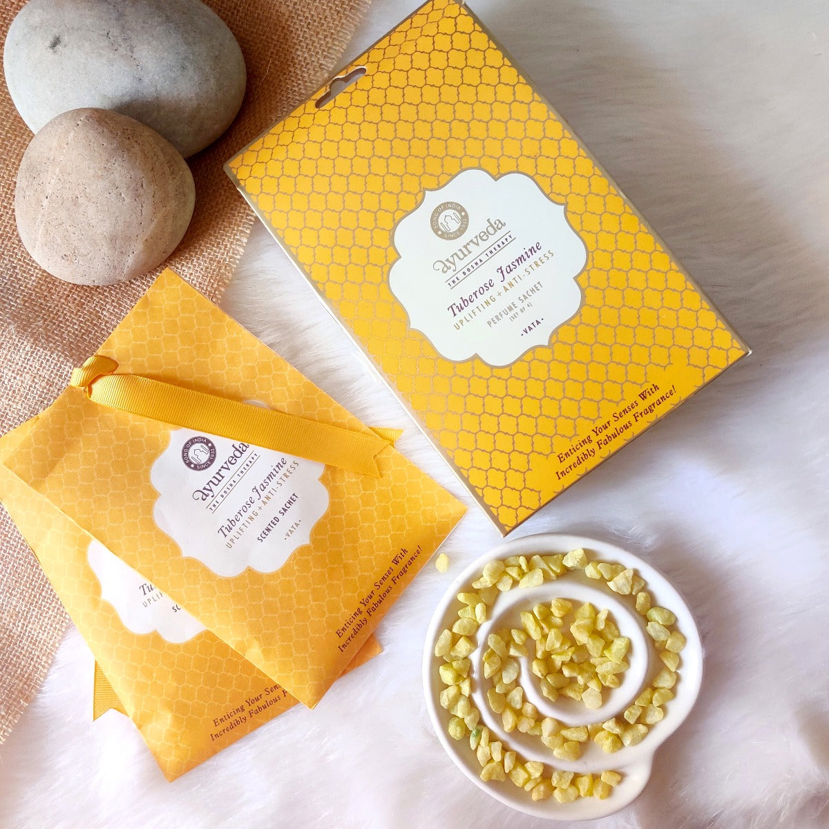 Tuberose Jasmine Scented Sachet by Song of India — sachet packet and fragrance detail