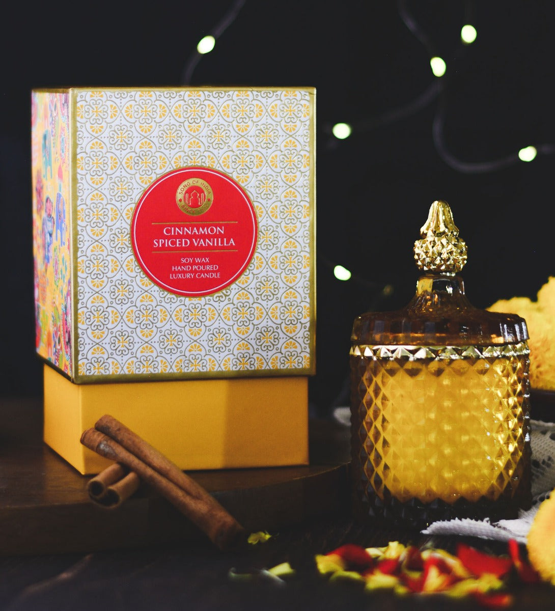 Moroccan Cinnamon Spice Vanilla Scented Candle by Song of India — primary soy wax candle product image