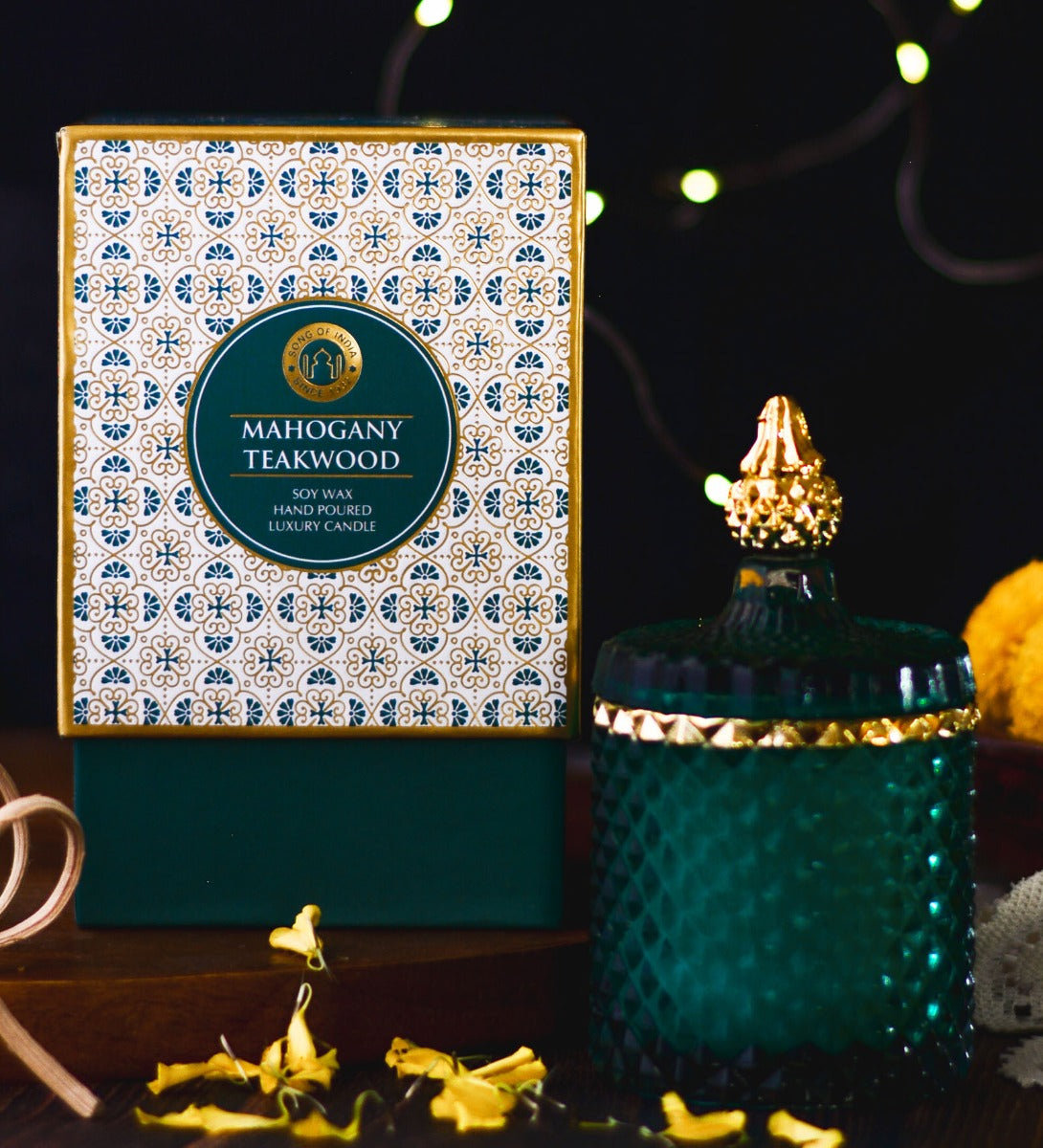 Moroccan Mahogany Teakwood Scented Candle by Song of India — primary soy wax candle product image