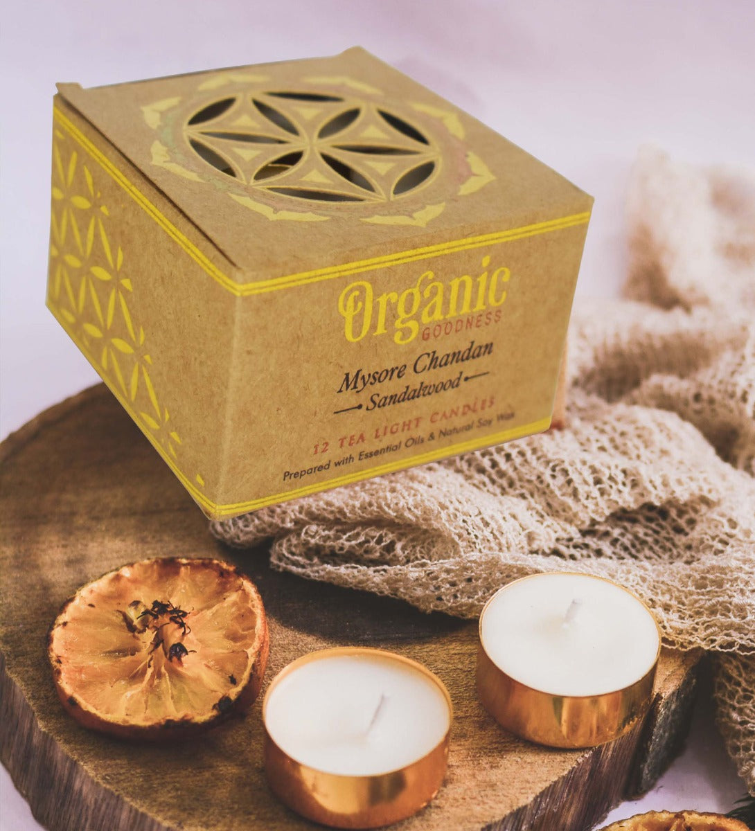 Mysore Chandan - Sandalwood Organic Tea Light Candle by Song of India — primary product image