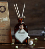 Madurai Jasmine Reed Diffuser by Song of India — reed diffuser bottle and reeds detail