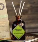Patchouli Vanilla Reed Diffuser by Song of India — reed diffuser bottle and reeds detail